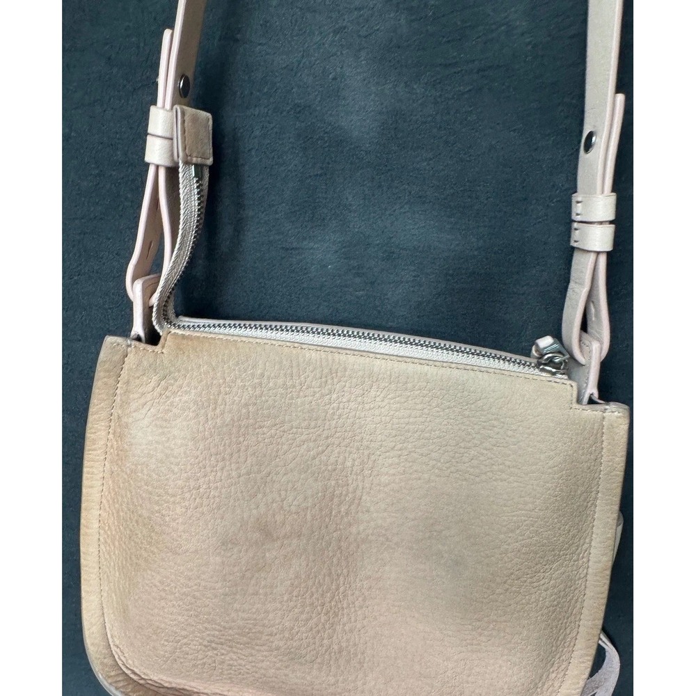 AllSaints Leather Suede Crossbody Bag Beige Tan Tassel Fringe Festival Boho Fall - Picture 6 of 14